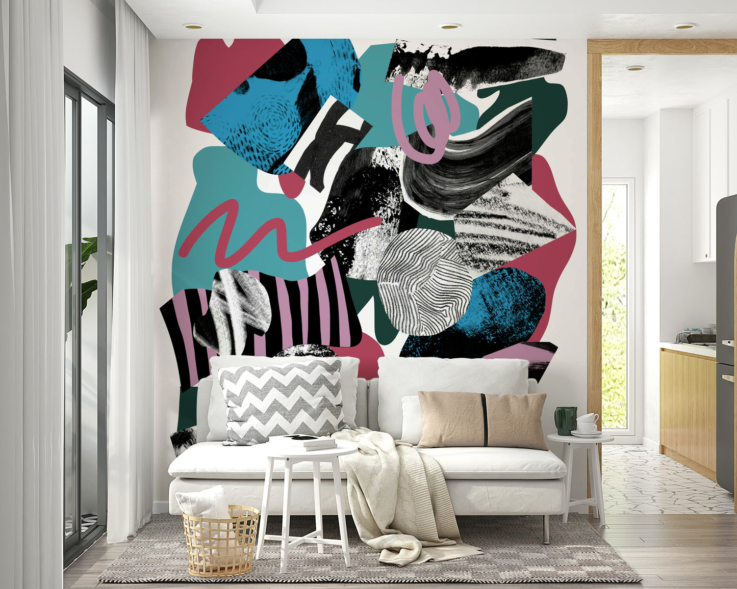 Colorful and cheerful mural perfect for living rooms and bedrooms

