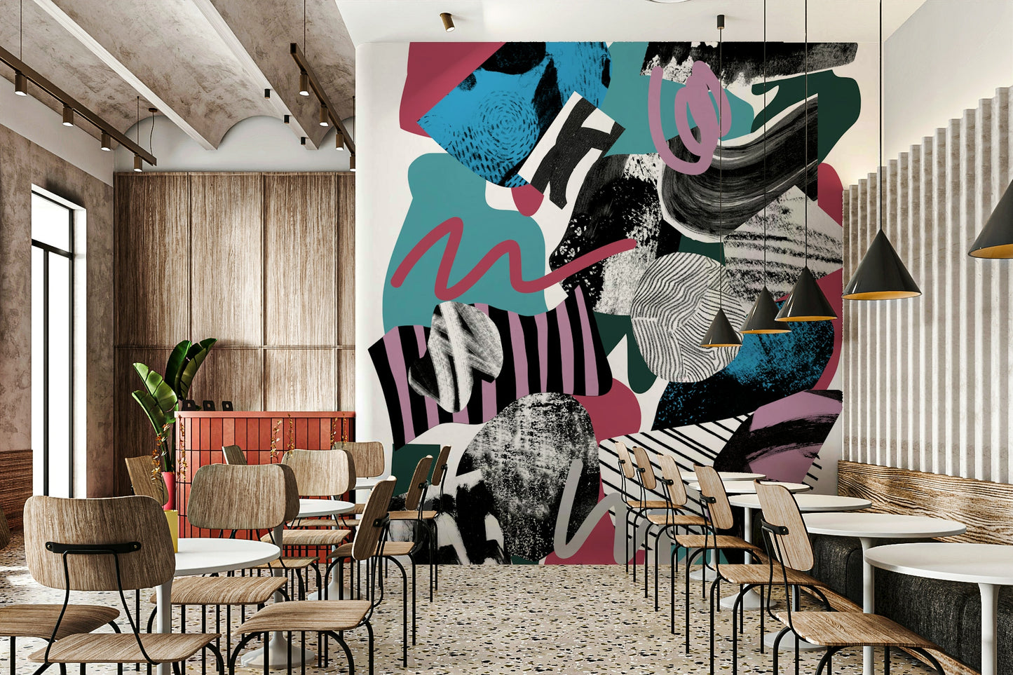Lively and fun wall mural transforming your space into a celebration

