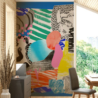 Blue Mornings mural with soft gradients for a serene home decor

