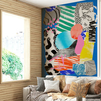 Serene wall mural with calming shades of blue, perfect for any room

