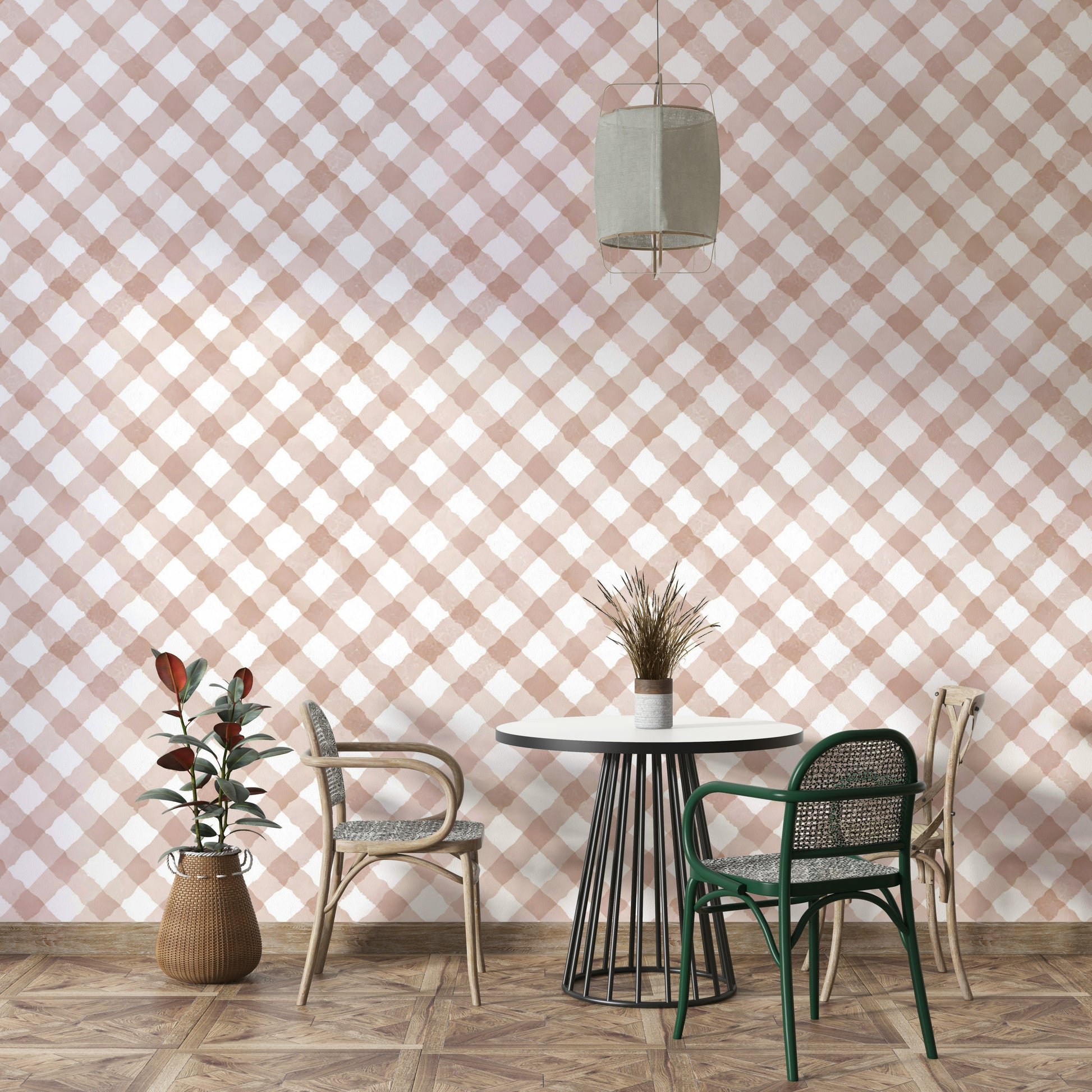 Light pink gingham design adding festive charm to your home

