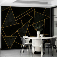 Modern black mosaic mural evoking a starry night sky

