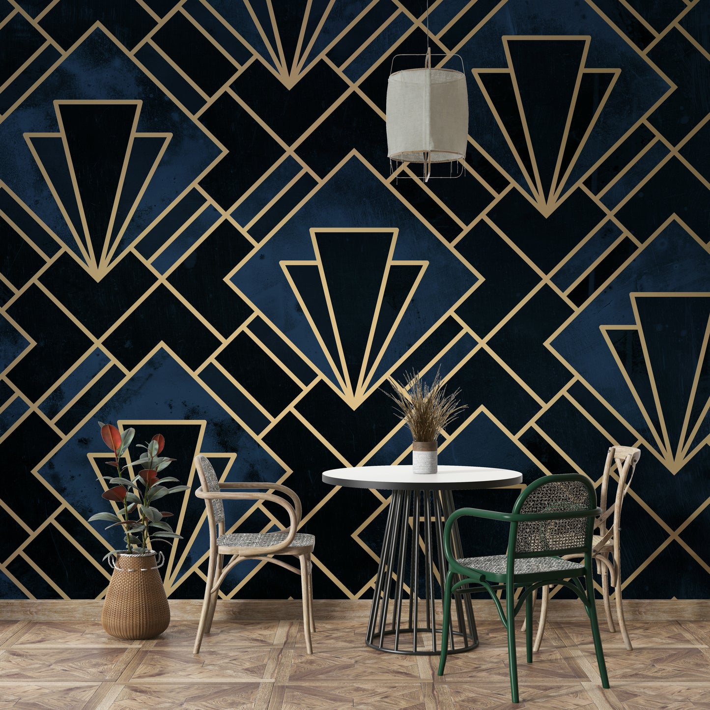 Art Deco-inspired mosaic mural adding luxury to any room

