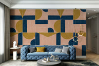 Brightly colored painted tile mural with intricate details

