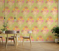 Timeless botanical wallpaper with soft muted floral tones

