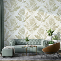 Protea Stamp Sage Wallpaper with botanical-inspired patterns

