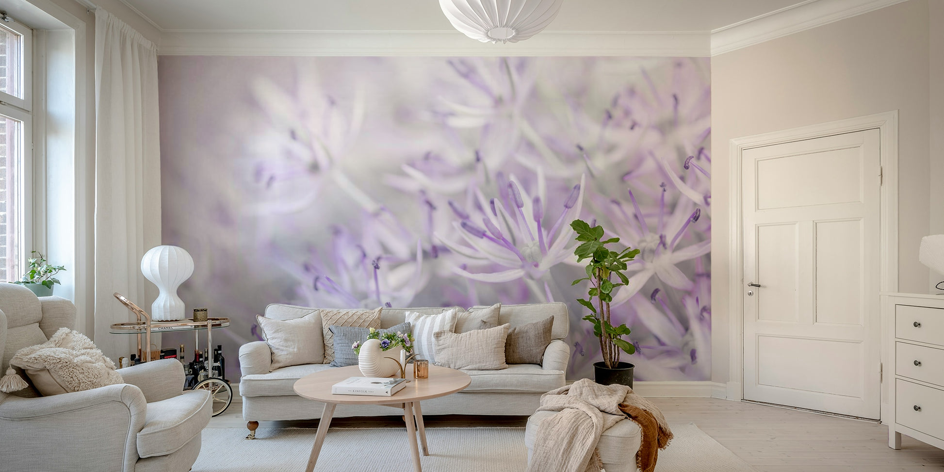 Dreamy lavender allium wallpaper mural for serene spaces


