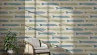Anchovies retro fish wallpaper design
