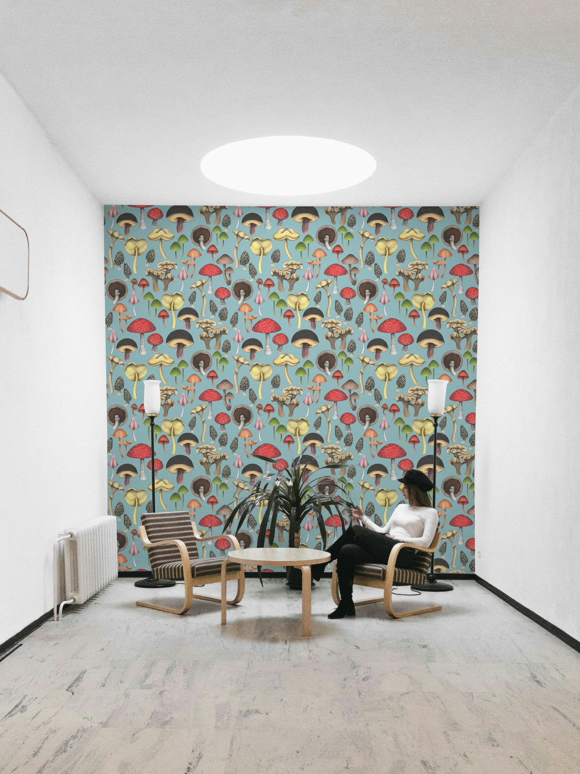 Whimsical mushroom wall mural
