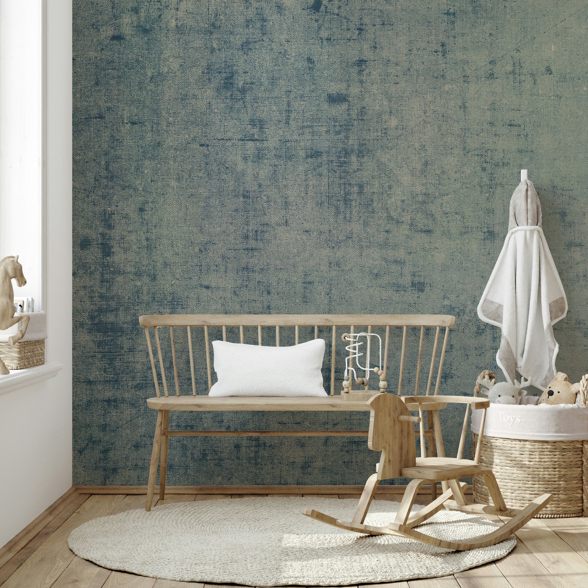 Vintage blue linen pattern wallpaper
