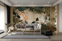 Playful island adventure mural for kids' room

