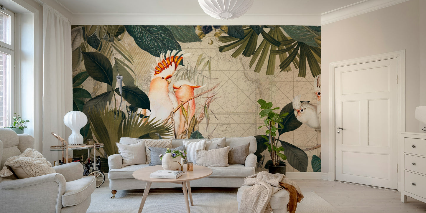 Fun nature wallpaper with birds and trees

