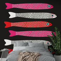 Contrast fish mural wallpaper design
