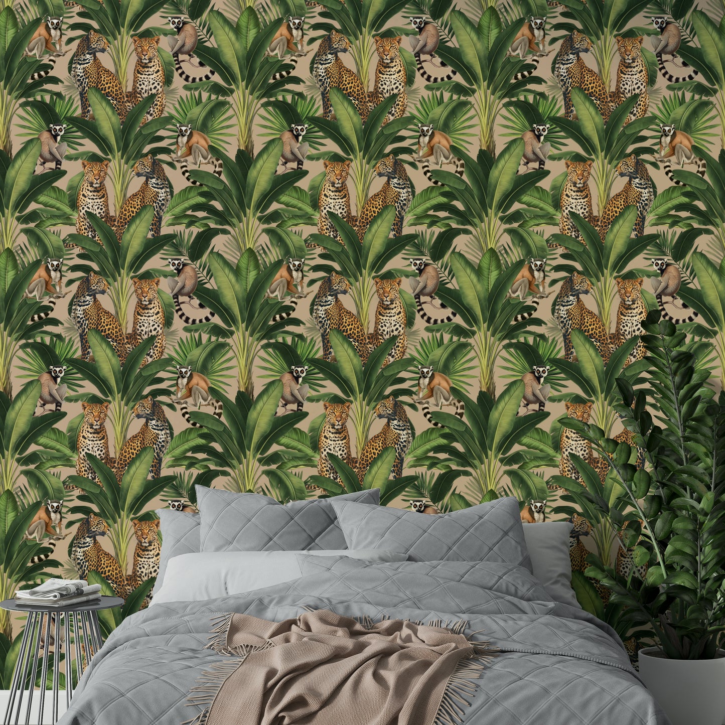 Monkey and cheetah wall mural

