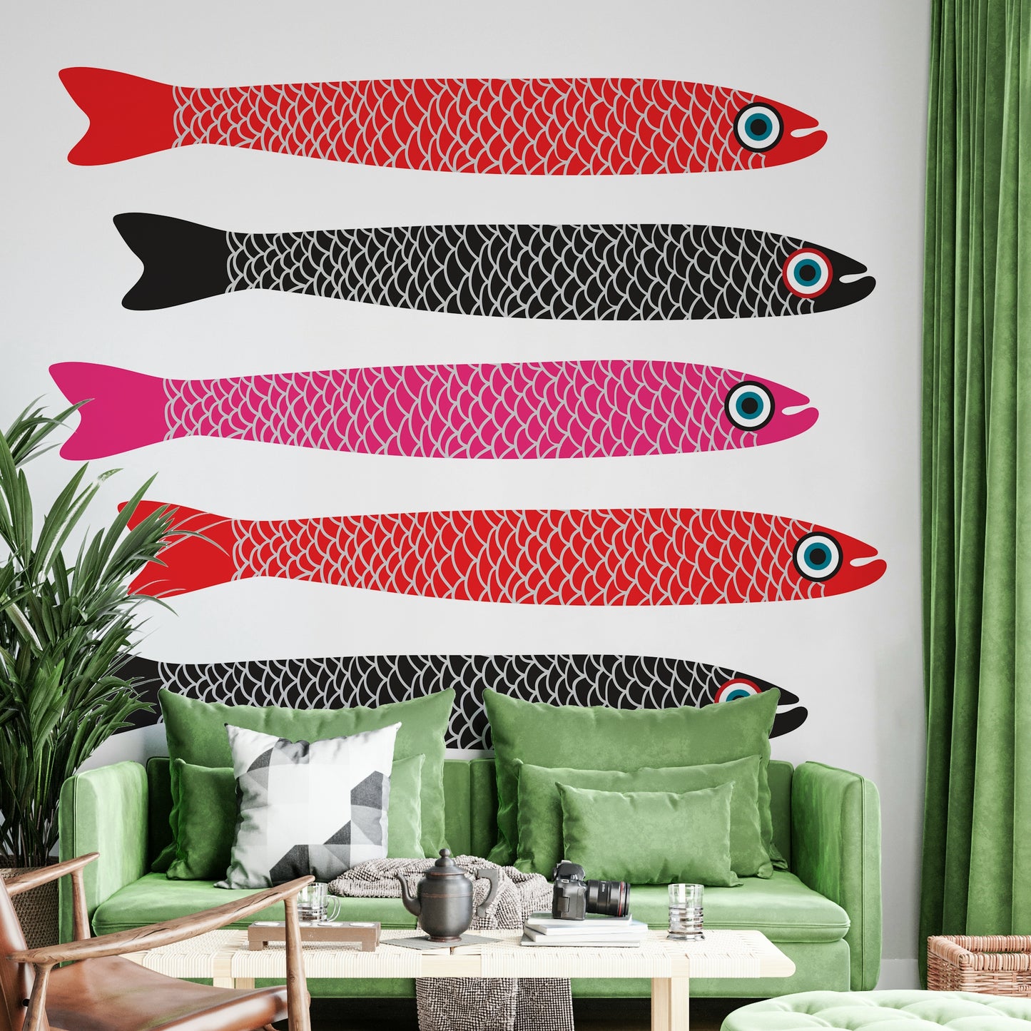 Bold fish print wallpaper for walls
