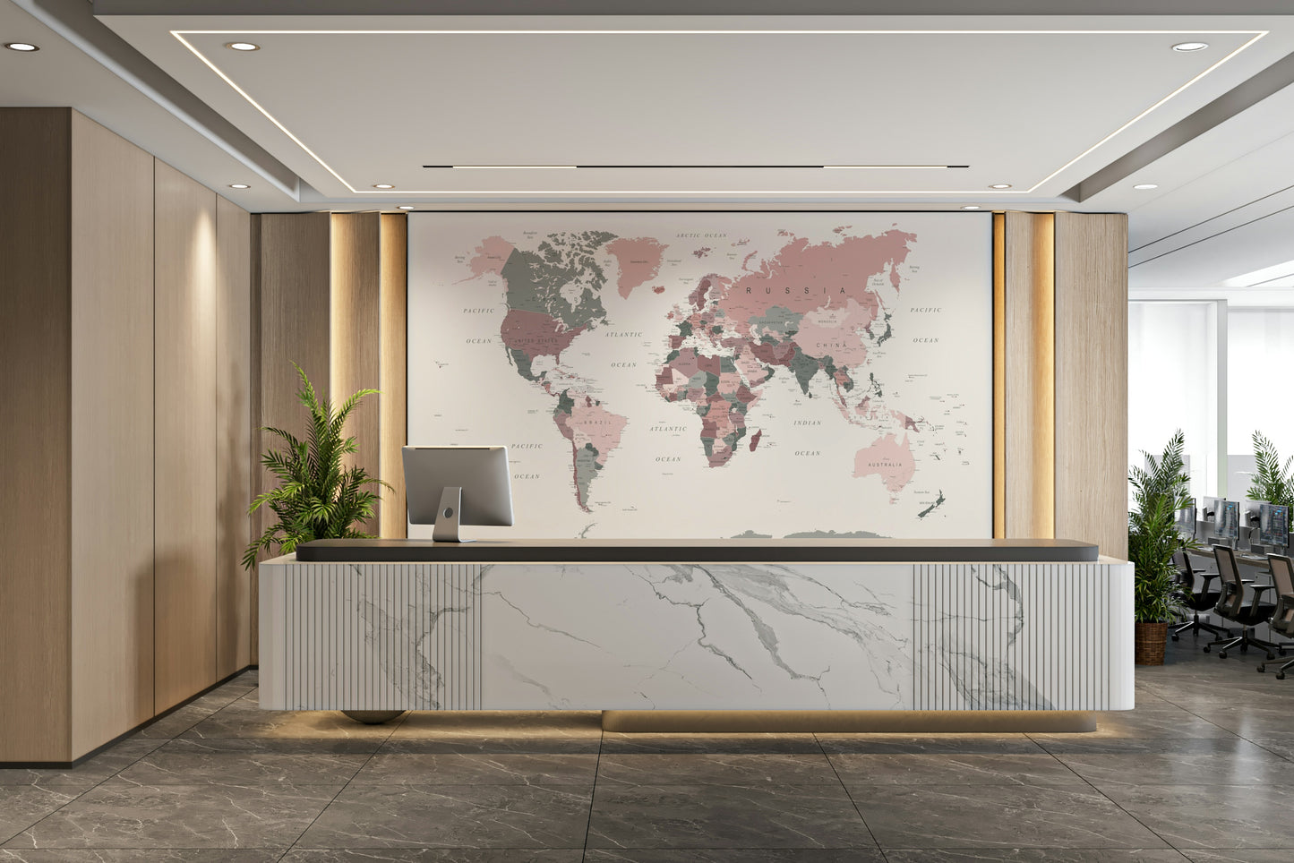 Kids room world map wall design

