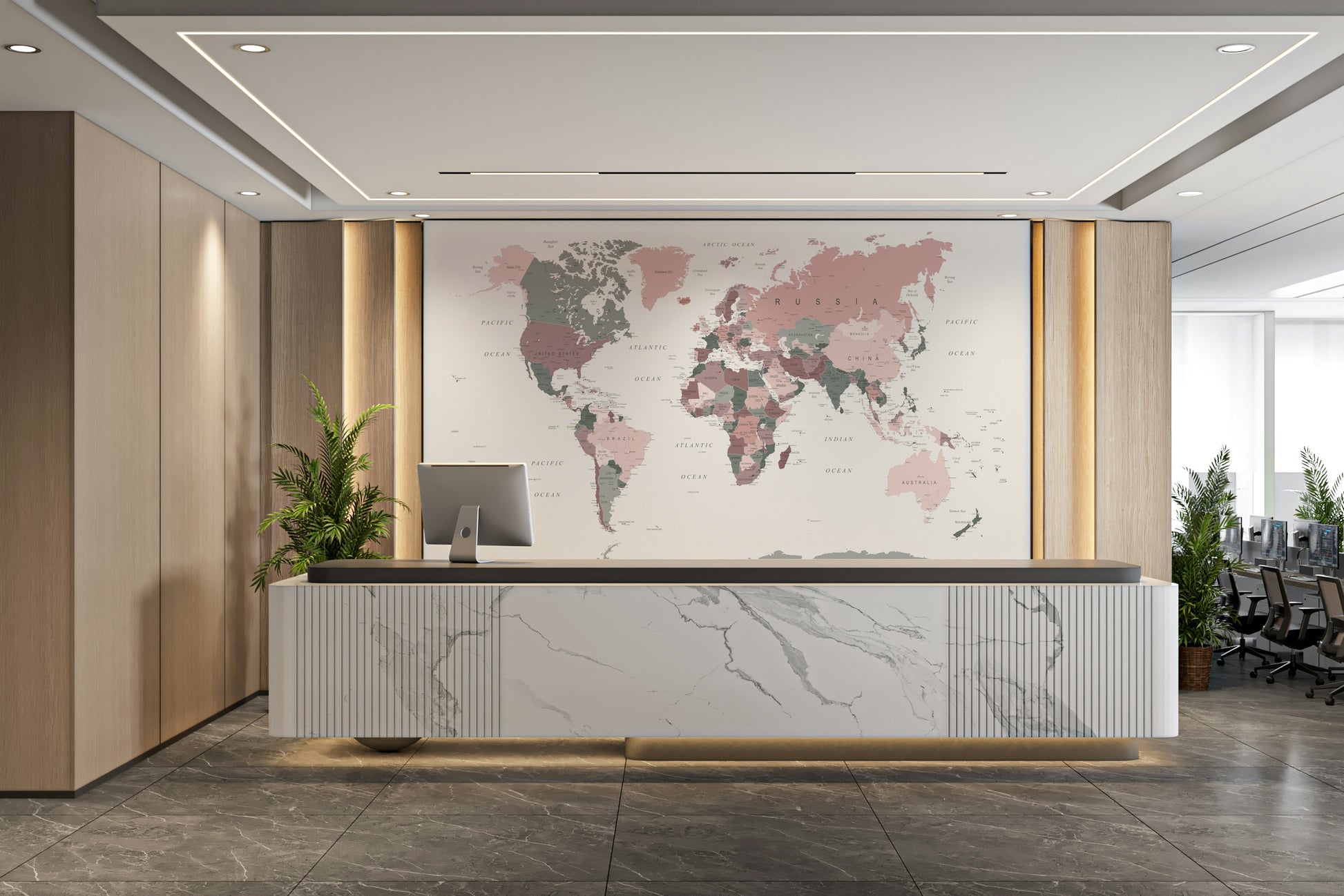 Kids room world map wall design

