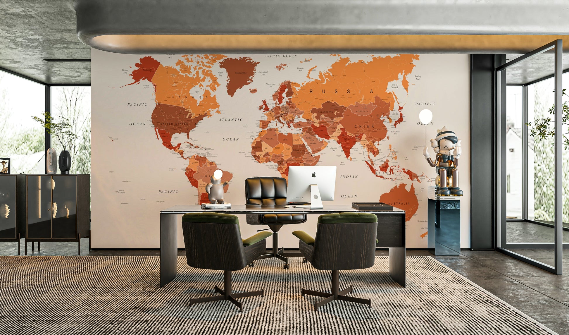 Terracotta vintage map wallpaper

