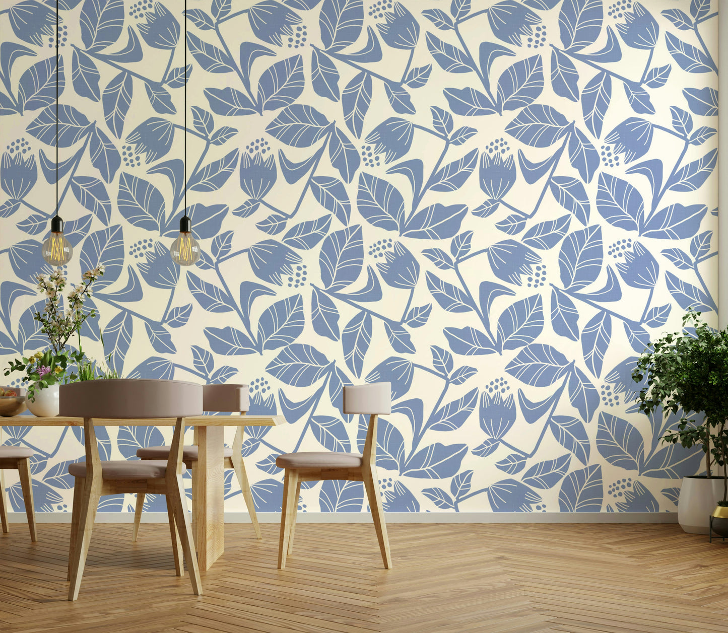 Nature wallpaper with blue blossoms

