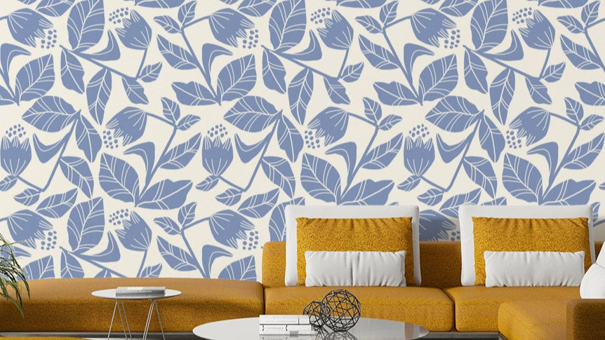 Cornflower botanical wallpaper design

