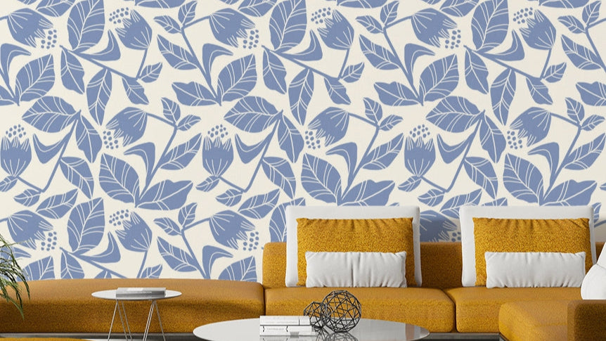 Cornflower botanical wallpaper design

