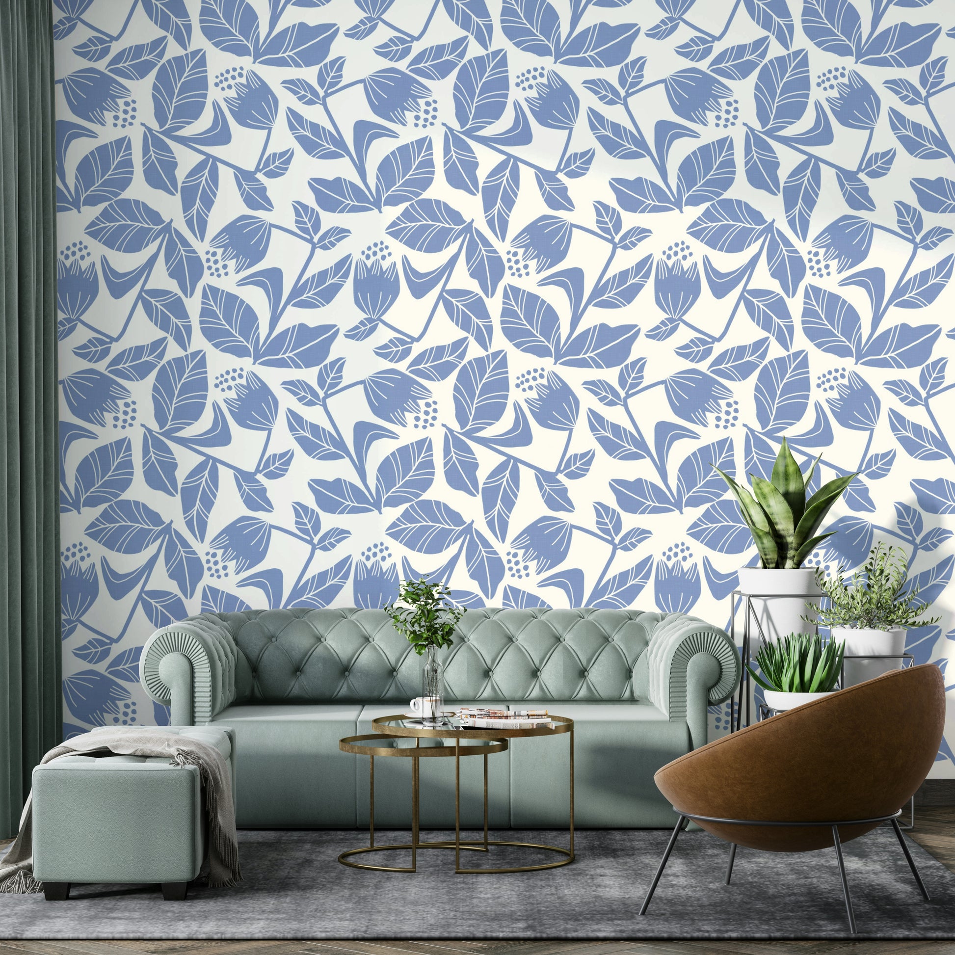 Garden-inspired cornflower wall mural

