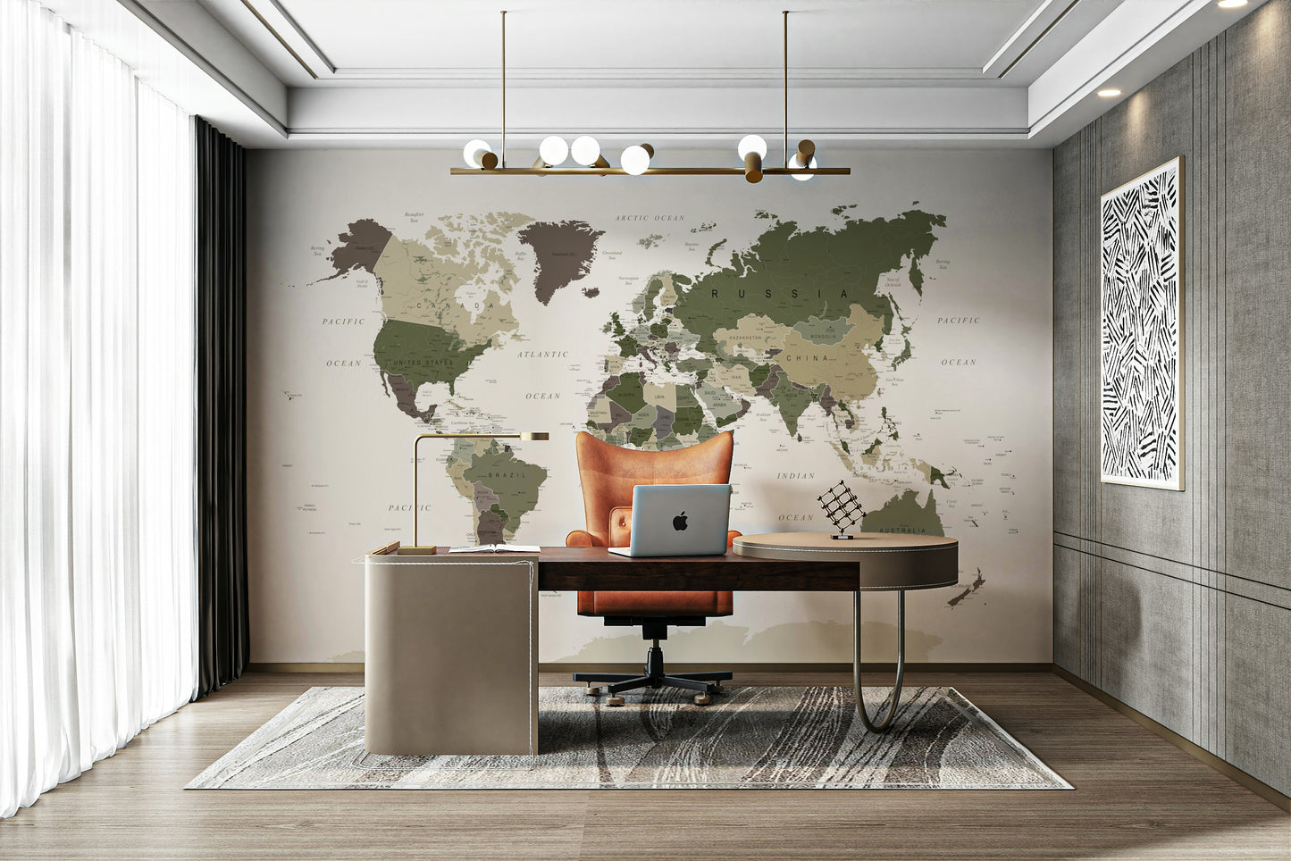 Rugged map wall design

