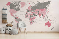 Pink atlas map wall mural

