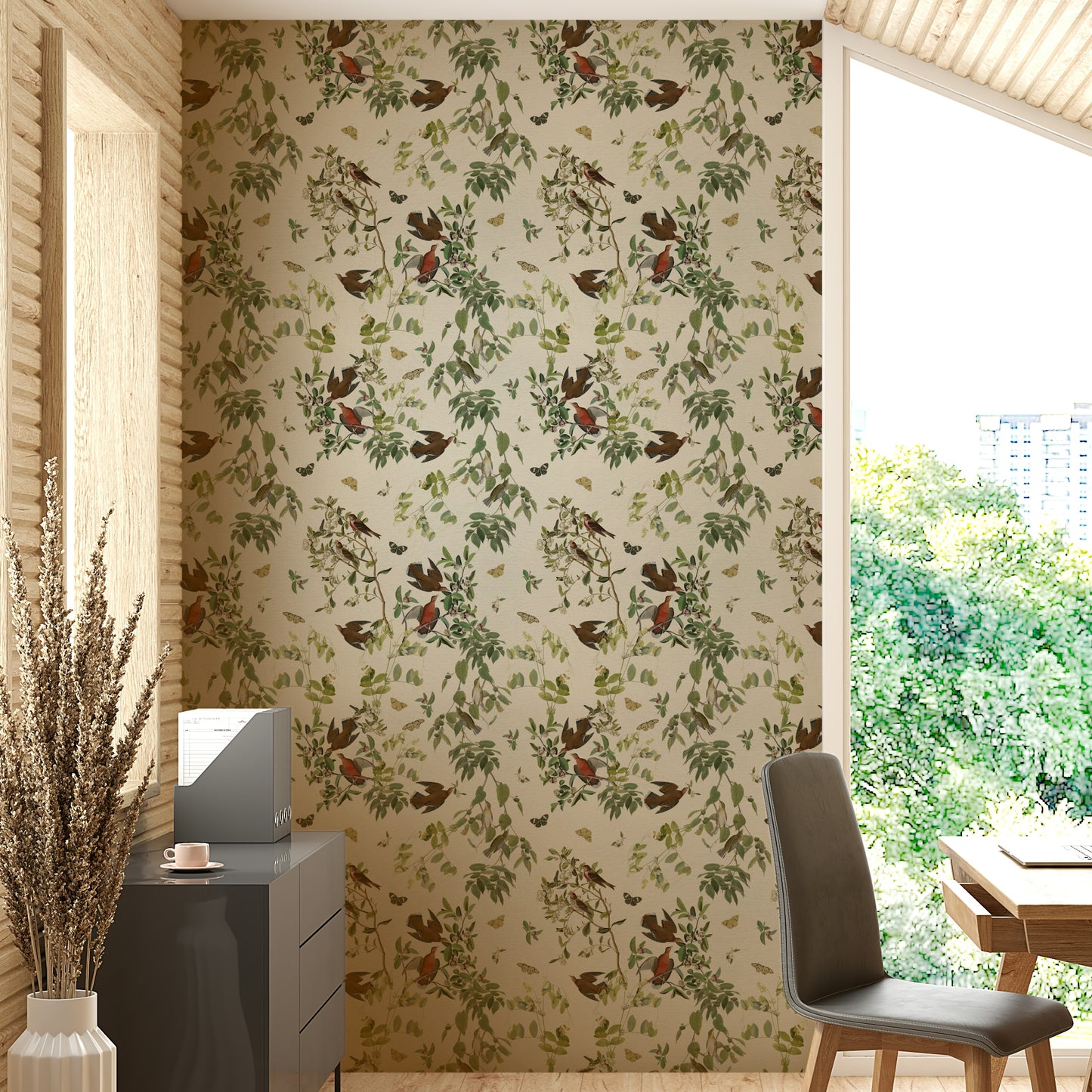 Nature-inspired wallpaper with branches

