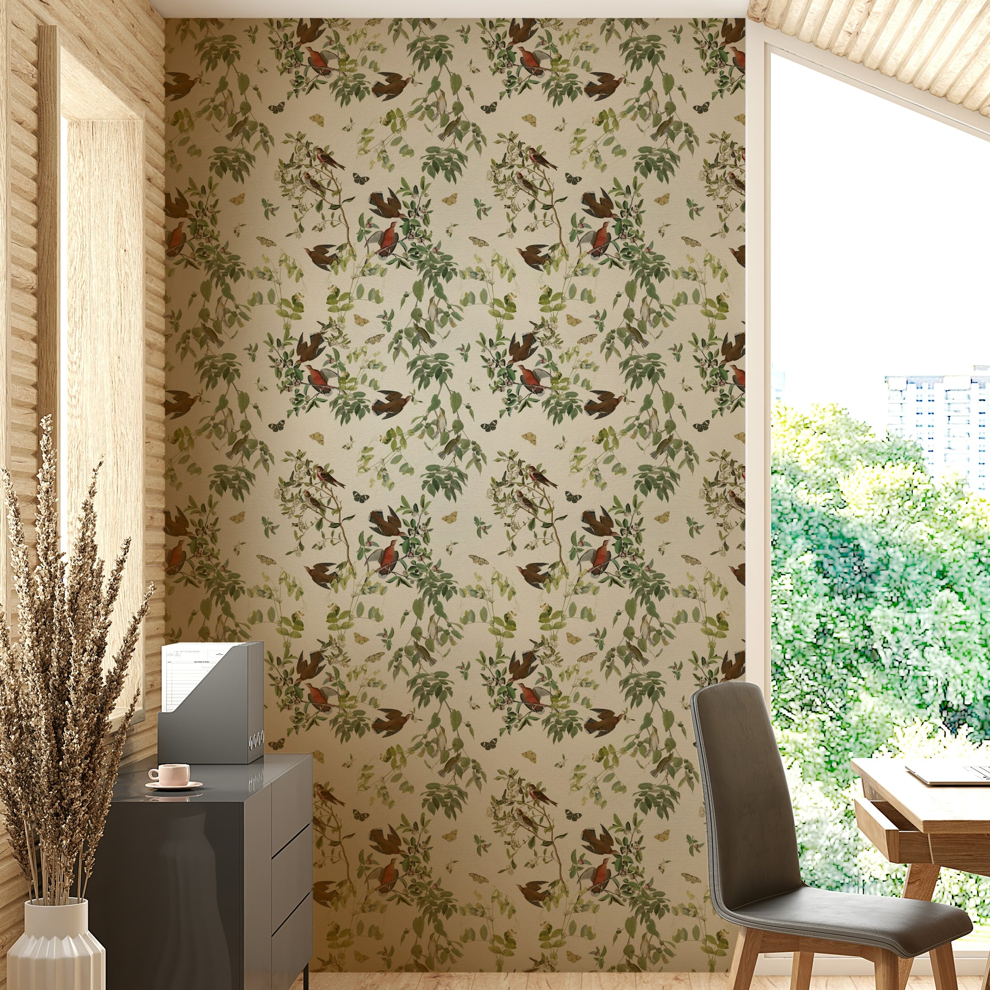 Nature-inspired wallpaper with branches


