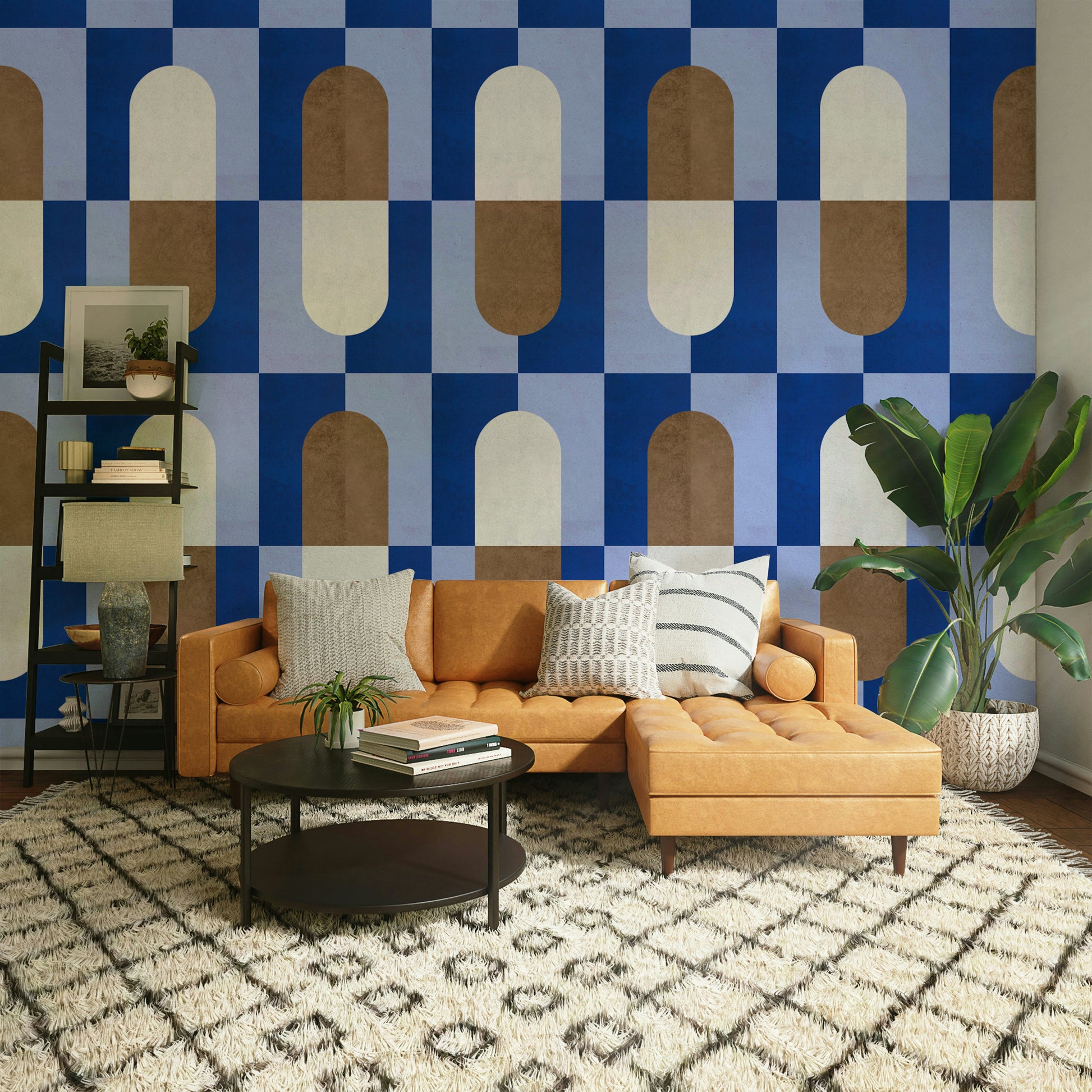 Geometric wallpaper in earthy tones

