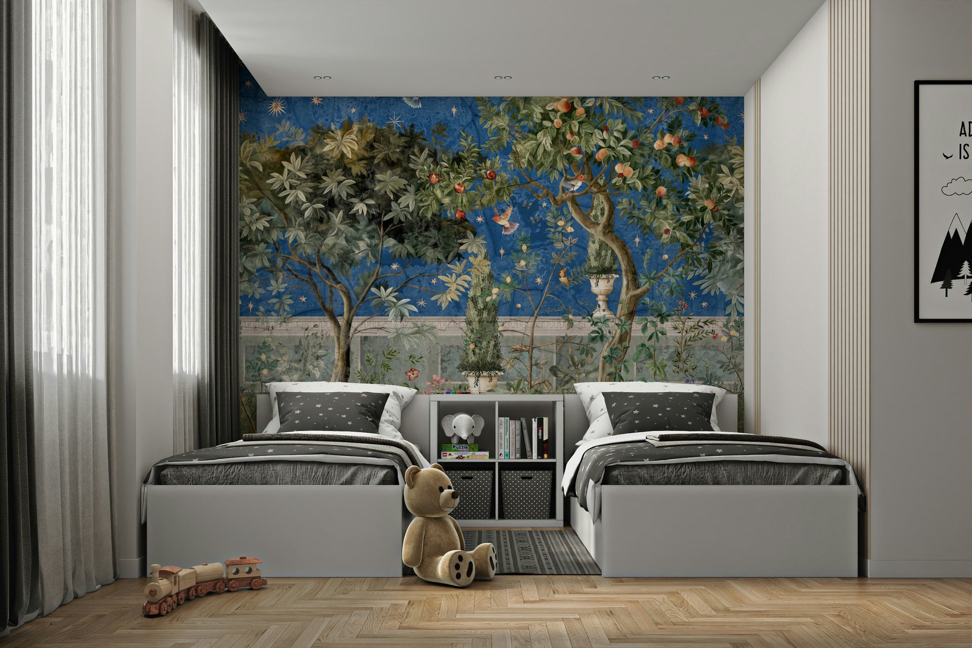 Artistic night-themed wallpaper for interiors

