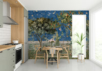 Full view of celestial garden mural design

