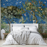 Soft celestial wallpaper for bedroom walls


