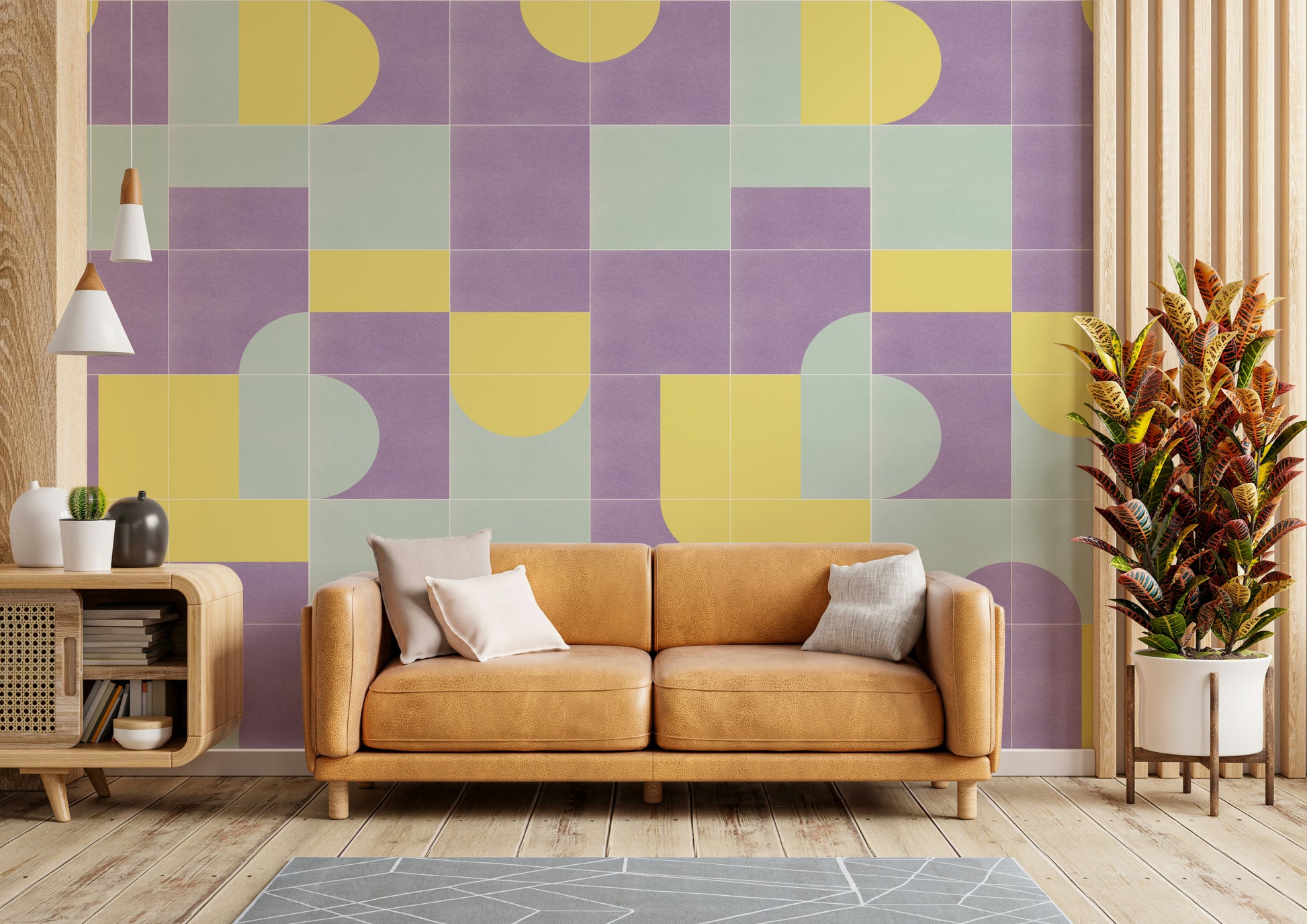 Rustic tile print wallpaper mural

