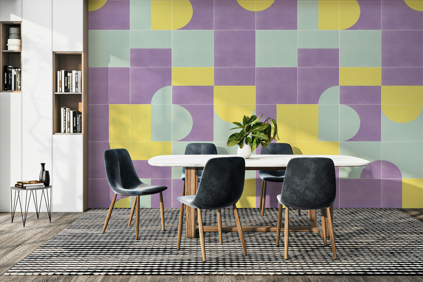 Vintage patchwork mural for walls

