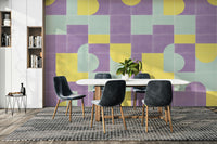 Vintage patchwork mural for walls

