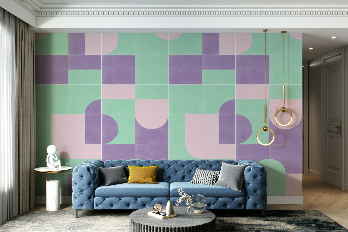 Rustic retro tile mural wallpaper

