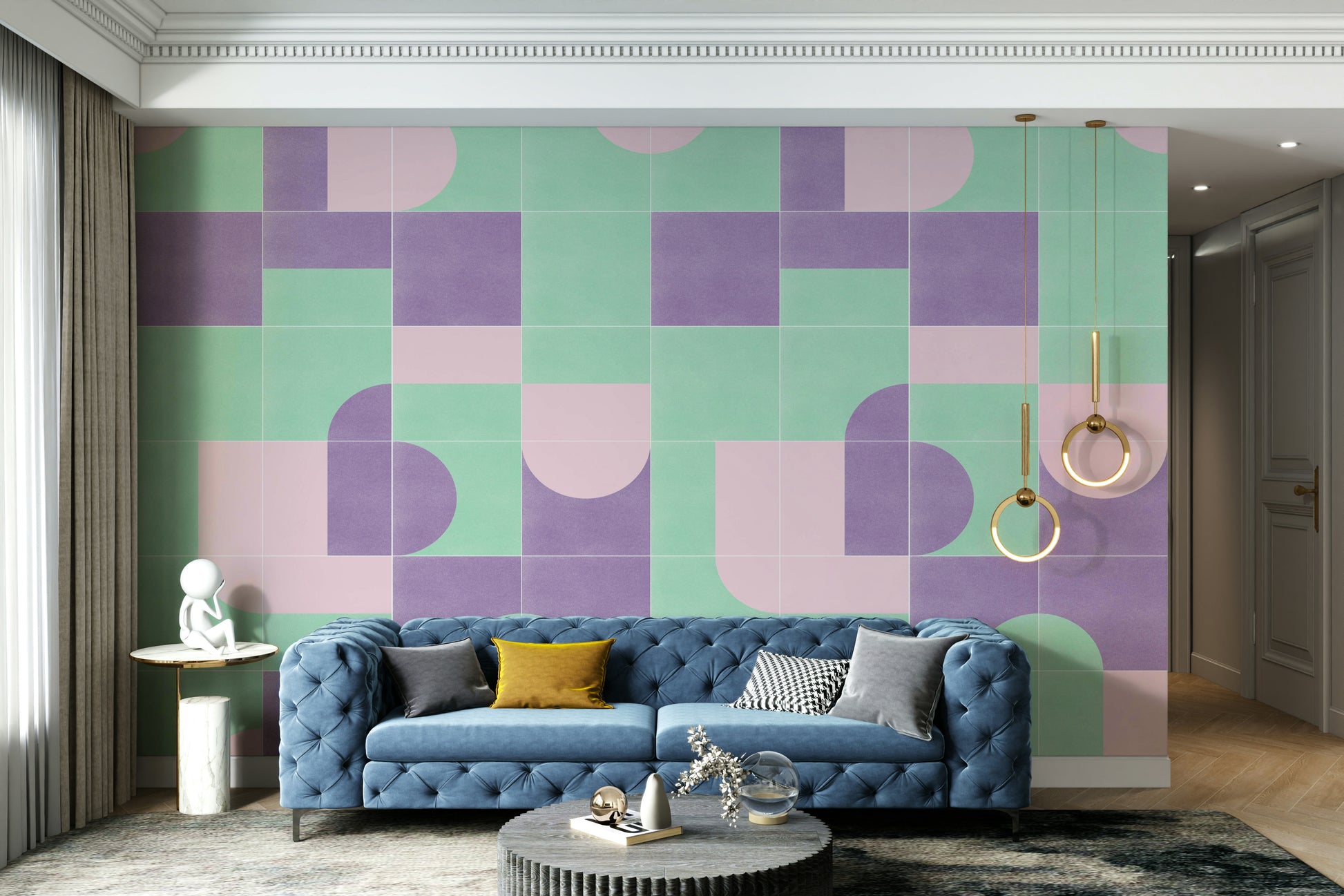 Rustic retro tile mural wallpaper

