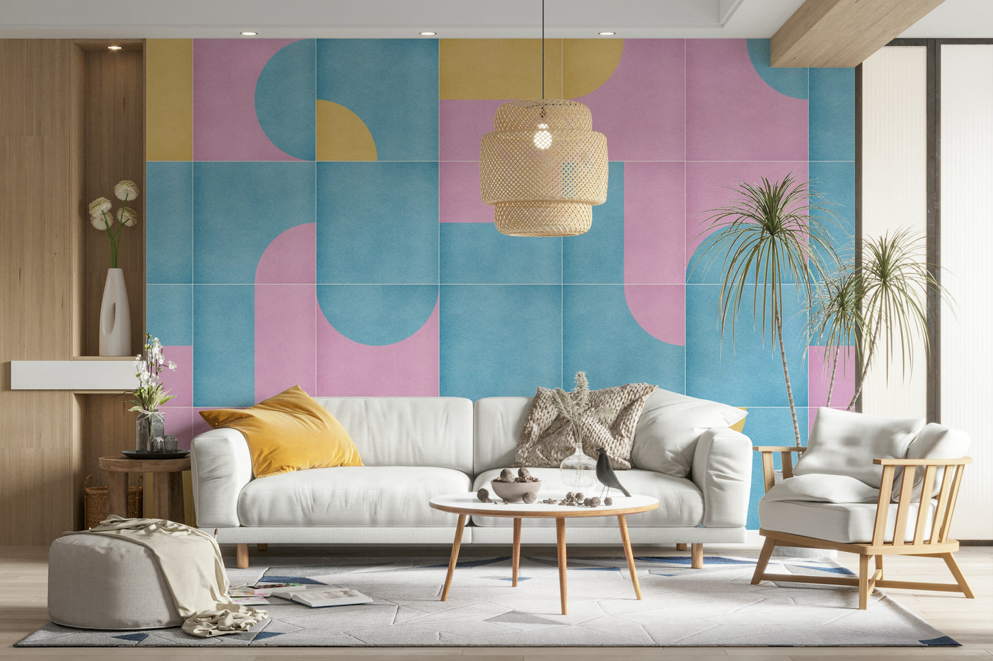 Light and soft retro wall mural

