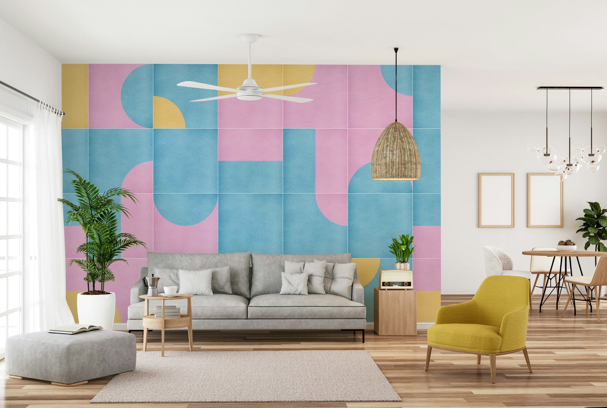 Old-style ceramic tile wall design

