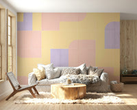 Soft neutral retro tile wall mural


