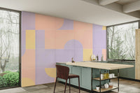 Square pattern mural in warm colors

