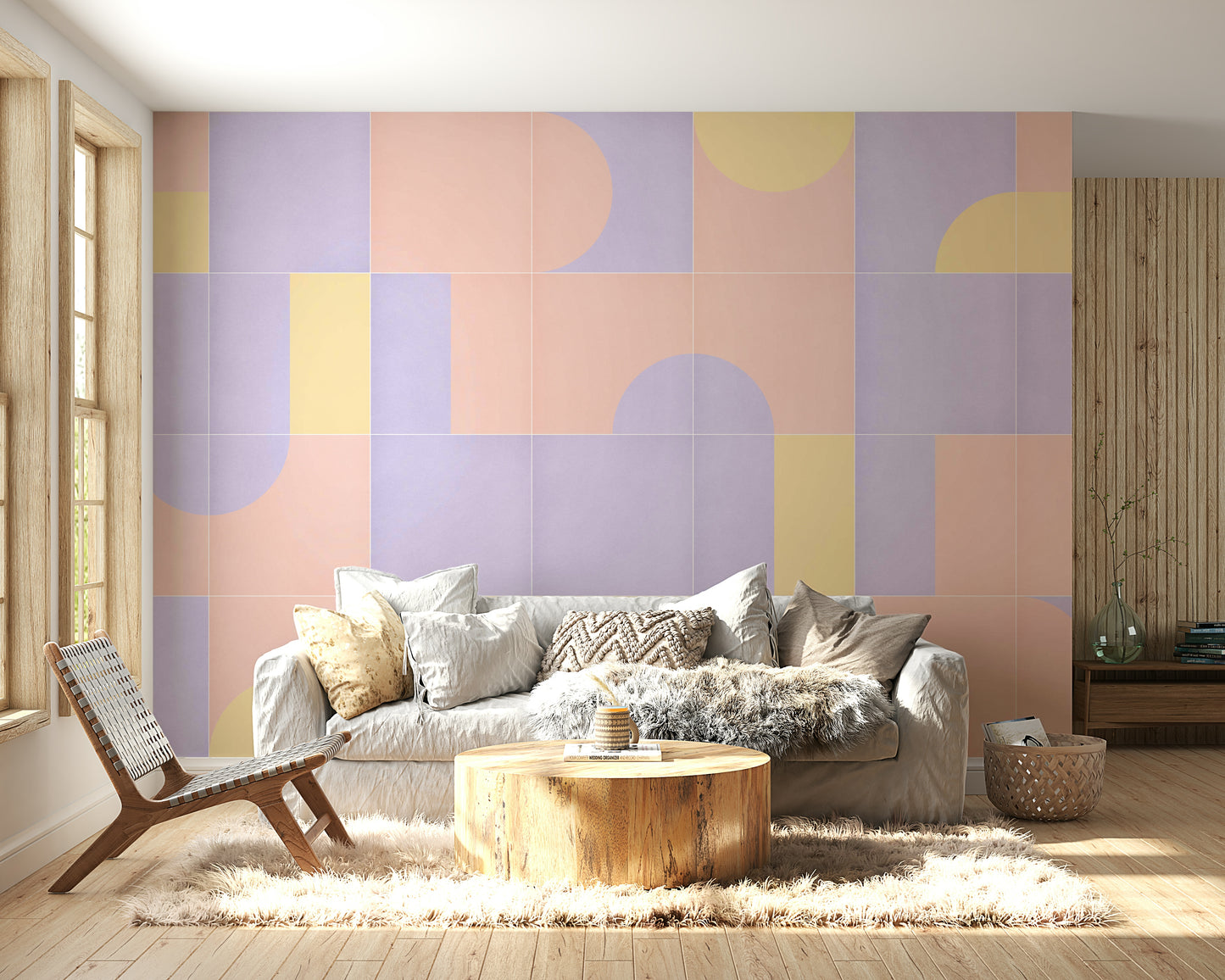 Earth-tone tiles mural for walls

