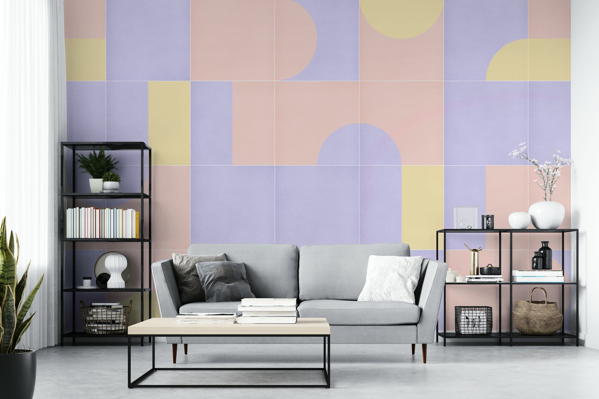 Geometric retro mural wallpaper

