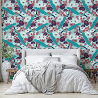 Nature-inspired wallpaper with peacocks

