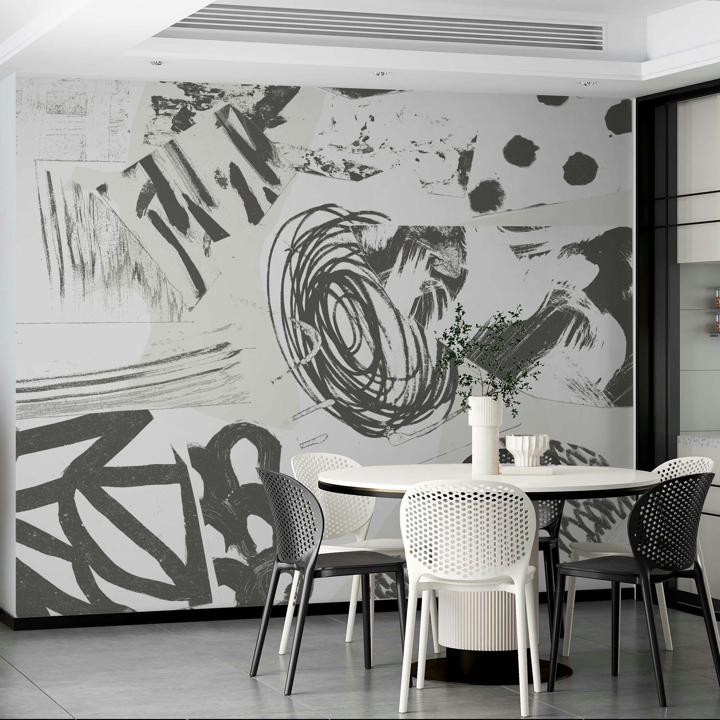 Textured brushstroke mural for calm spaces