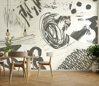 Full view of abstract brushstroke wall mural