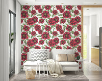 Classic camellia mural wallpaper for interiors

