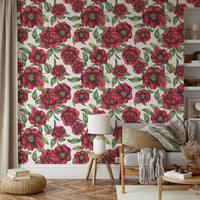 Floral wallpaper in hand-drawn vintage style

